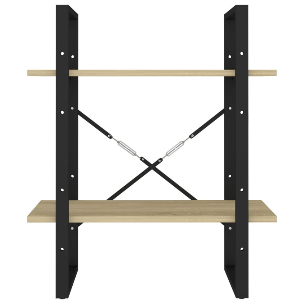 Produktbild för Bokhylla 2 hyllor sonoma-ek 60x30x70 cm konstruerat trä