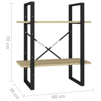 Produktbild för Bokhylla 2 hyllor sonoma-ek 60x30x70 cm konstruerat trä