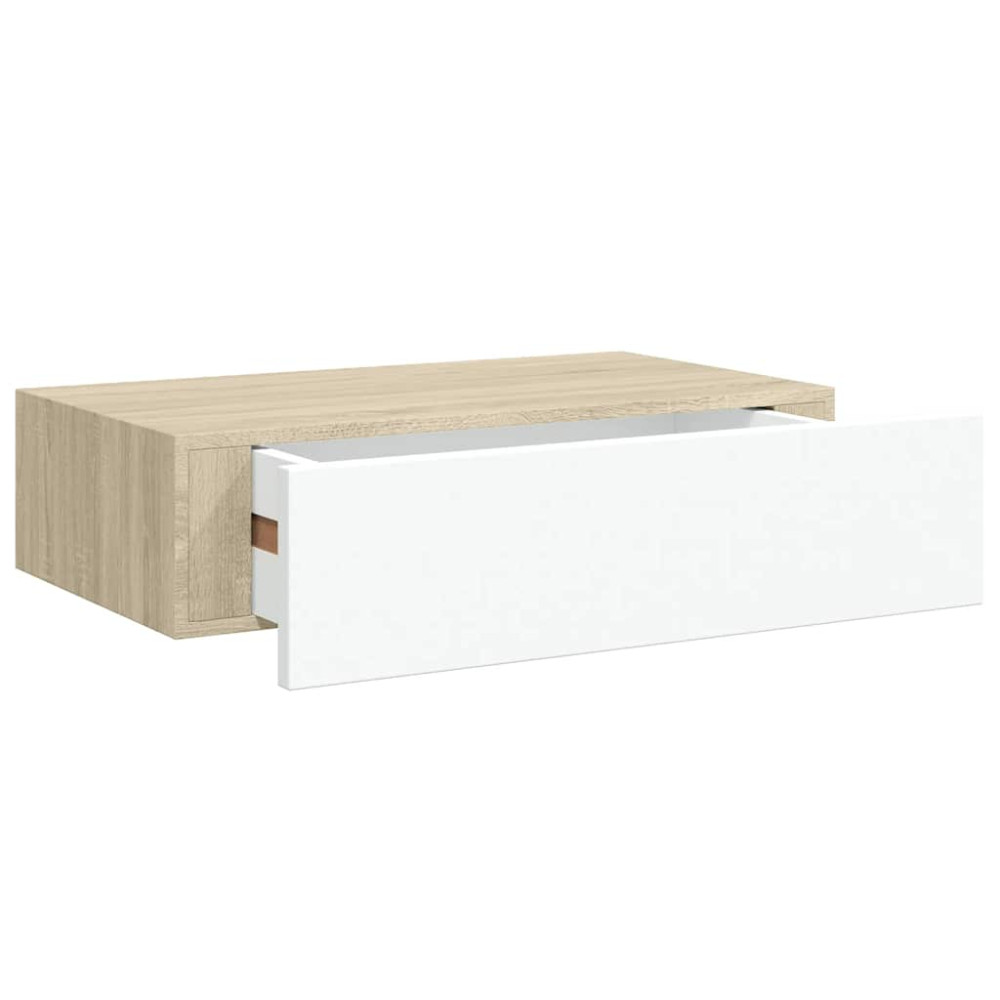 Produktbild för Vägglådor ek och vit 2 st 40x23,5x10 cm MDF