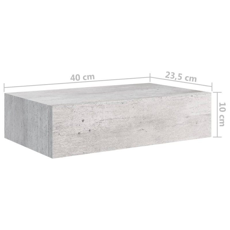 Produktbild för Vägglådor betonggrå 2 st 40x23,5x10 cm MDF