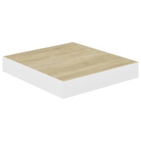 Produktbild för Svävande vägghylla ek och vit 23x23,5x3,8 cm MDF