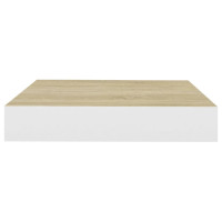 Produktbild för Svävande vägghylla ek och vit 23x23,5x3,8 cm MDF