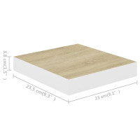 Produktbild för Svävande vägghylla ek och vit 23x23,5x3,8 cm MDF