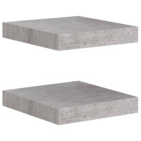 Produktbild för Svävande vägghyllor 2 st betonggrå 23x23,5x3,8 cm MDF