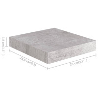 Produktbild för Svävande vägghyllor 2 st betonggrå 23x23,5x3,8 cm MDF