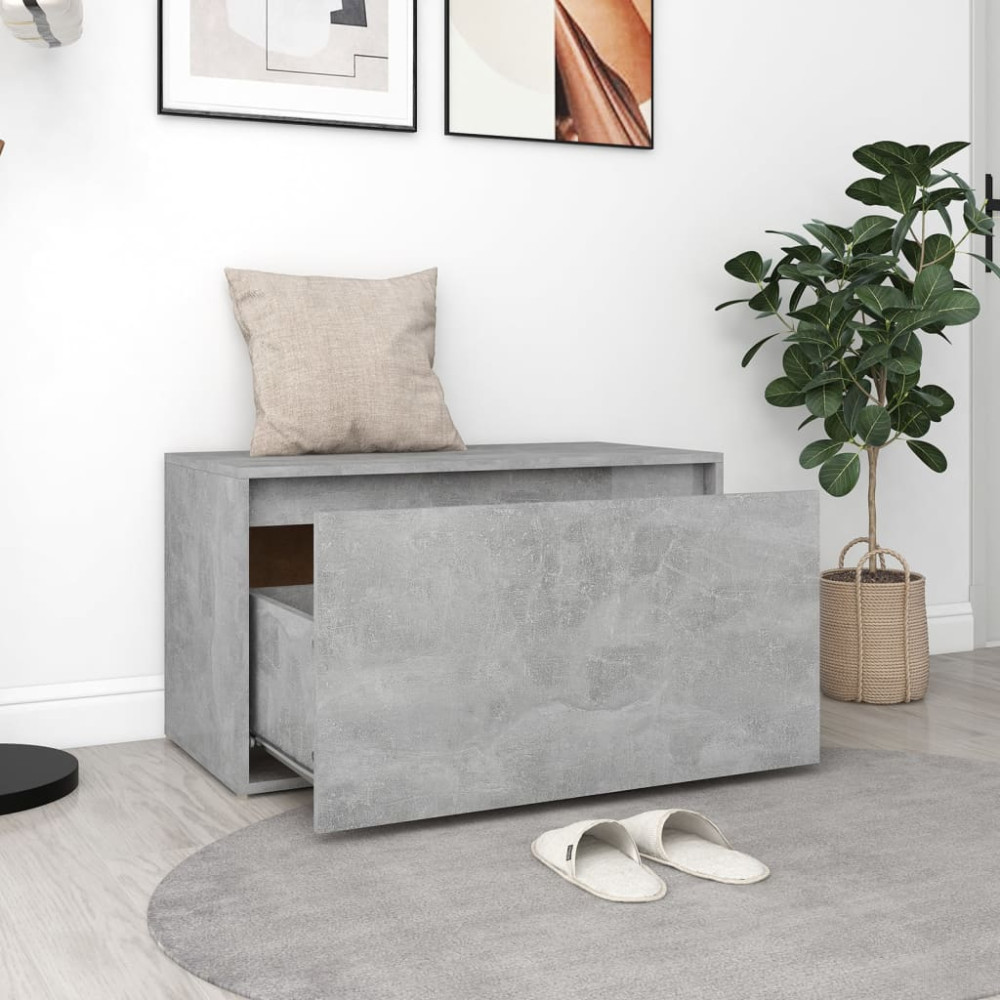 Produktbild för Hallbänk betonggrå 80x40x45 cm konstruerat trä