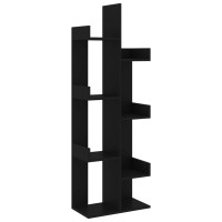 Miniatyr av produktbild för Bokhylla svart 48x25,5x140 cm konstruerat trä