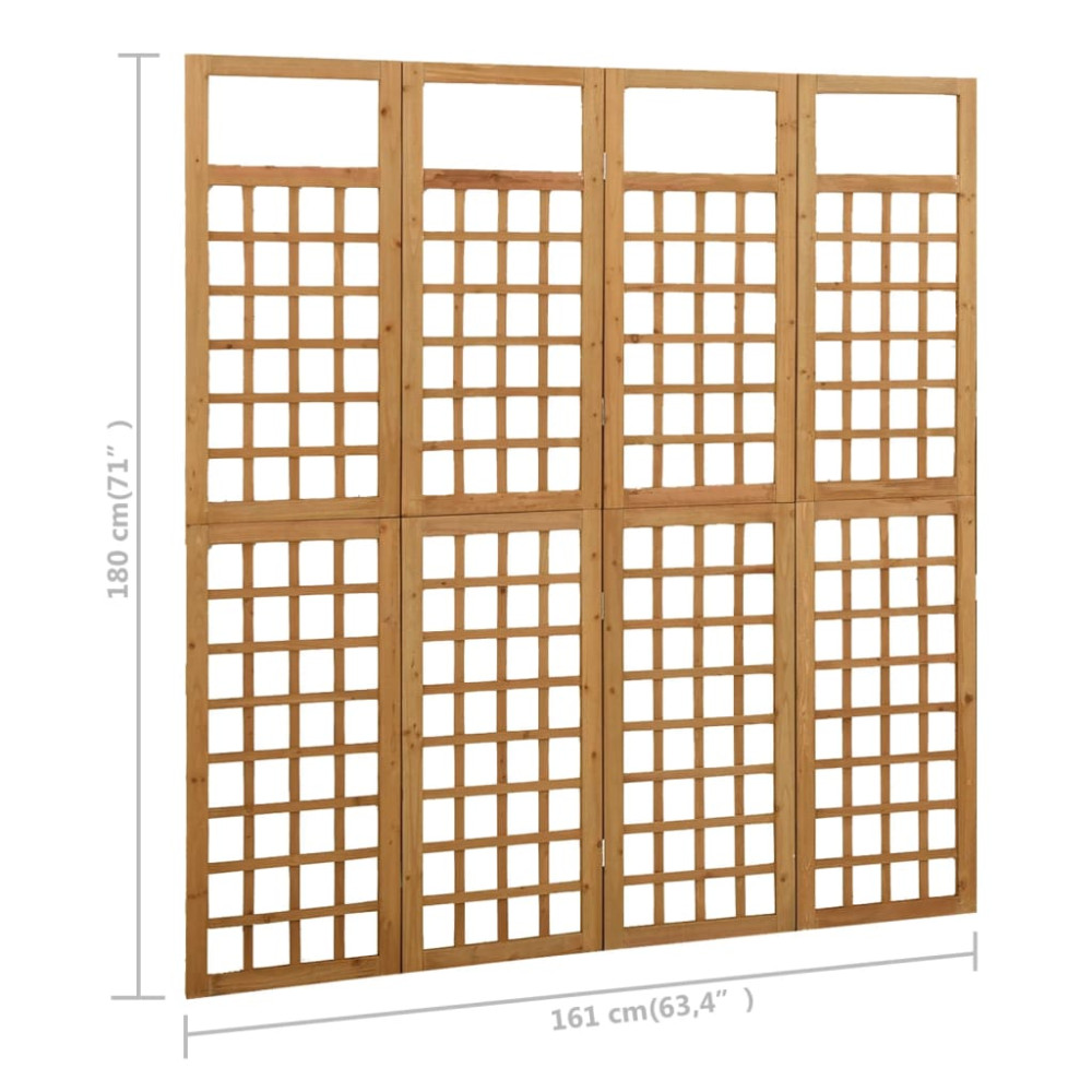 Produktbild för Rumsavdelare/Spaljé 4 paneler massiv furu 161x180 cm