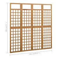 Produktbild för Rumsavdelare/Spaljé 4 paneler massiv furu 161x180 cm