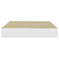 Produktbild för Svävande vägghyllor 2 st ek och vit 23x23,5x3,8 cm MDF