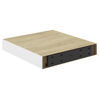 Produktbild för Svävande vägghyllor 2 st ek och vit 23x23,5x3,8 cm MDF