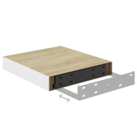 Produktbild för Svävande vägghyllor 2 st ek och vit 23x23,5x3,8 cm MDF