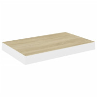 Produktbild för Svävande vägghylla ek och vit 40x23x3,8 cm MDF