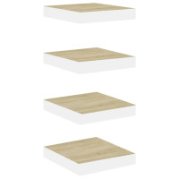 Produktbild för Svävande vägghyllor 4 st ek och vit 23x23,5x3,8 cm MDF