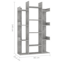 Produktbild för Bokhylla betonggrå 86x25,5x140 cm konstruerat trä