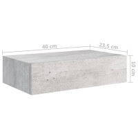 Produktbild för Väggmonterad låda betonggrå 40x23,5x10 cm MDF
