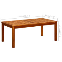 Produktbild för Trädgårdsbord 110x60x45 cm massivt akaciaträ