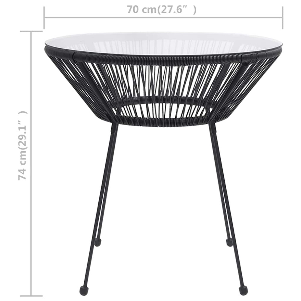Produktbild för Trädgårdsbord svart Ø70x74 cm rotting och glas