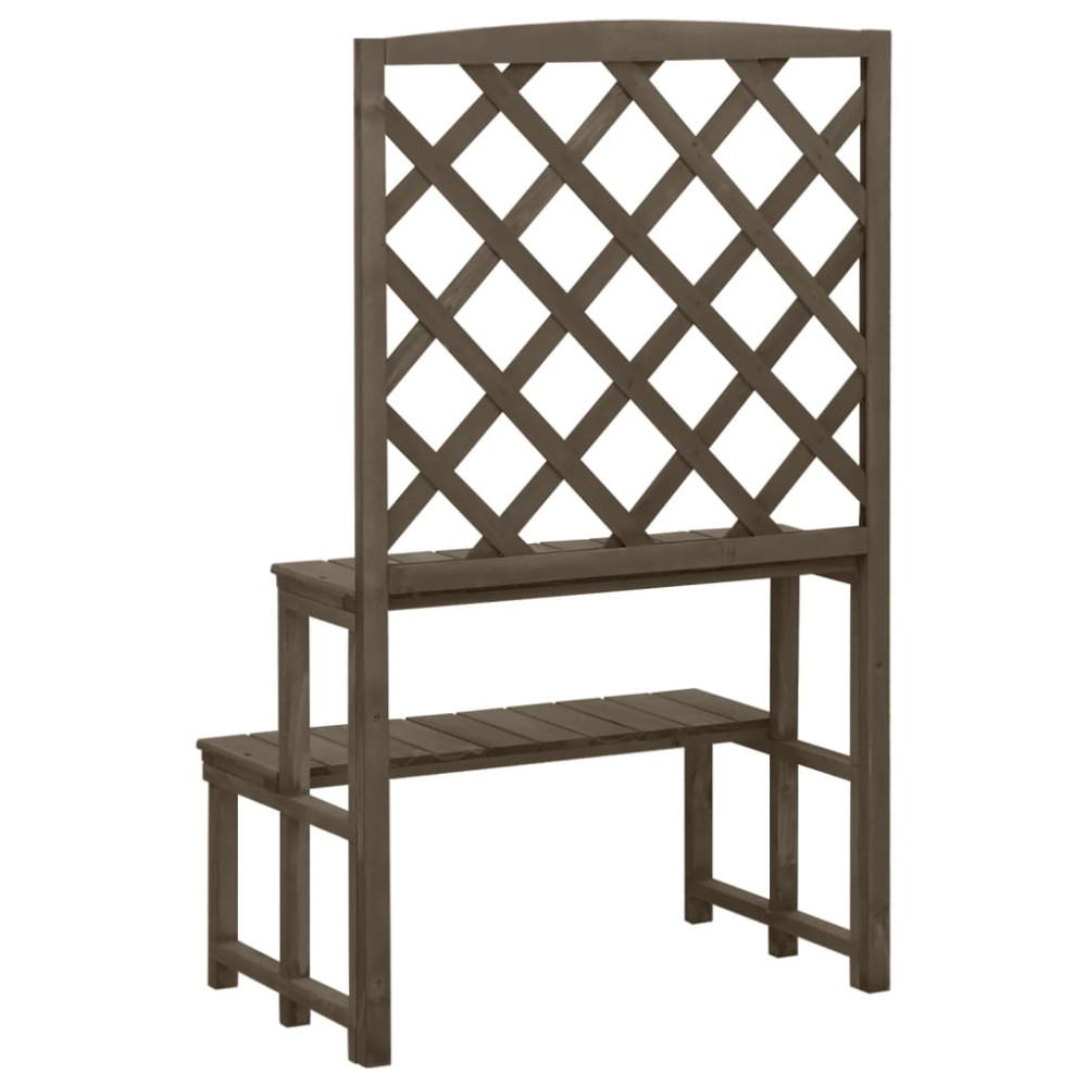 Produktbild för Växtställ med spaljé grå 70x42x115 cm massivt granträ