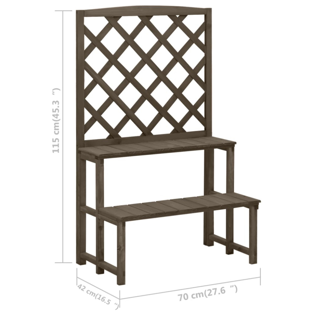 Produktbild för Växtställ med spaljé grå 70x42x115 cm massivt granträ