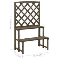 Produktbild för Växtställ med spaljé grå 70x42x115 cm massivt granträ