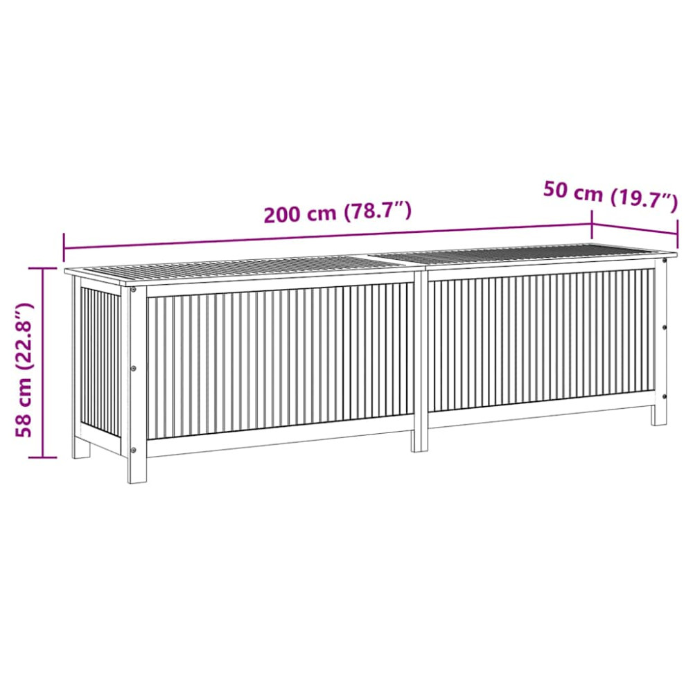 Produktbild för Dynbox 200x50x58 cm massivt akaciaträ