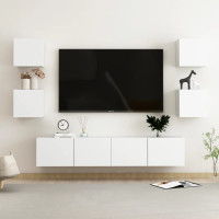 Produktbild för Tv-skåp 6 delar vit konstruerat trä