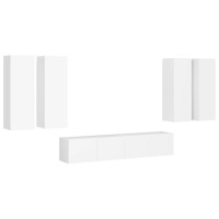 Miniatyr av produktbild för TV-skåp 6 delar vit spånskiva
