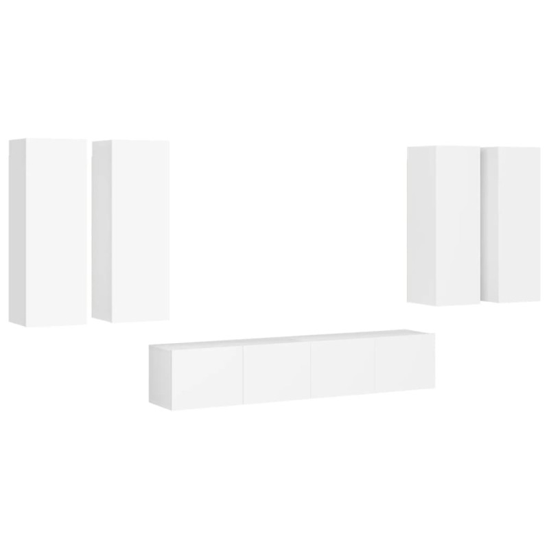 Produktbild för TV-skåp 6 delar vit spånskiva