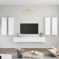 Produktbild för TV-skåp 6 delar vit konstruerat trä