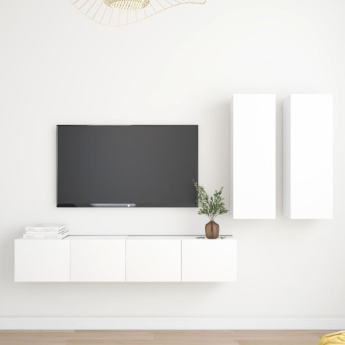 vidaXL Tv-skåp 4 delar vit konstruerat trä