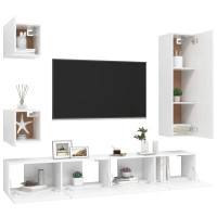 Produktbild för TV-skåp 5 delar vit konstruerat trä