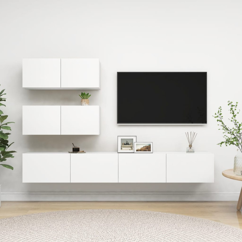 Produktbild för TV-skåp 4 delar vit konstruerat trä