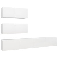 Miniatyr av produktbild för TV-skåp 4 delar vit konstruerat trä