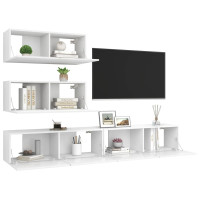 Miniatyr av produktbild för TV-skåp 4 delar vit konstruerat trä
