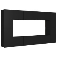 Produktbild för TV-skåp 8 delar svart spånskiva