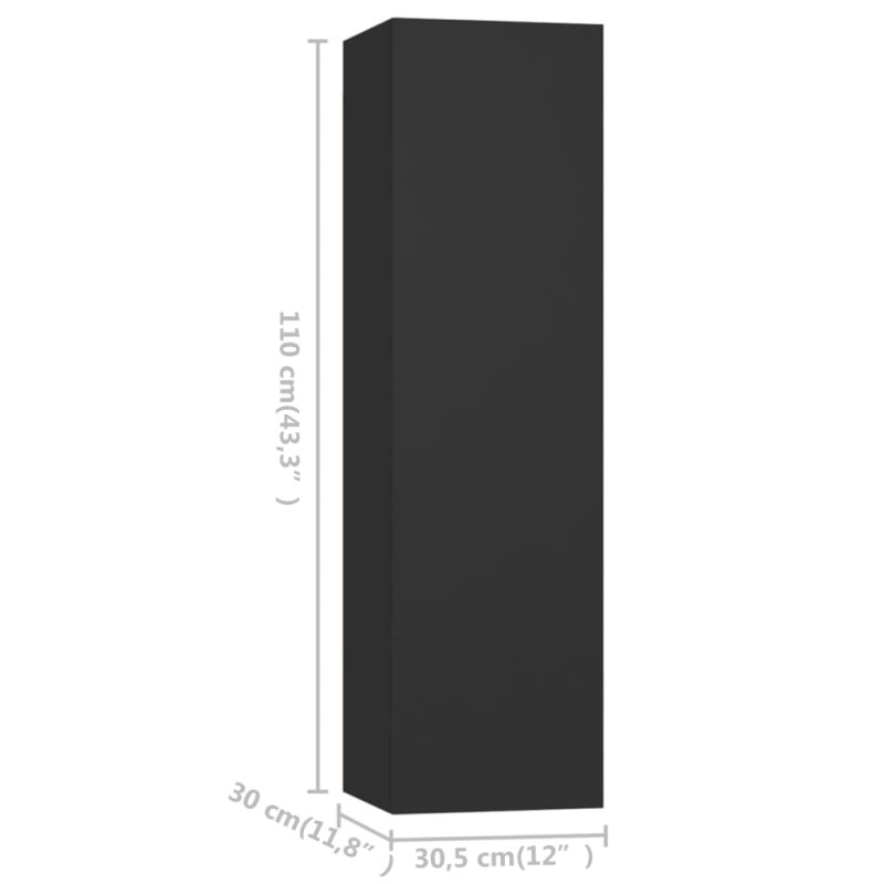 Produktbild för TV-skåp 3 delar svart konstruerat trä