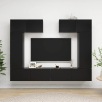 Produktbild för TV-skåp set 6 delar svart konstruerat trä