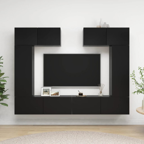 vidaXL TV-skåp set 6 delar svart konstruerat trä