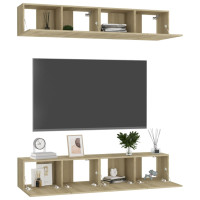 Produktbild för TV-skåp 4 delar sonoma-ek 80x30x30 cm konstruerat trä