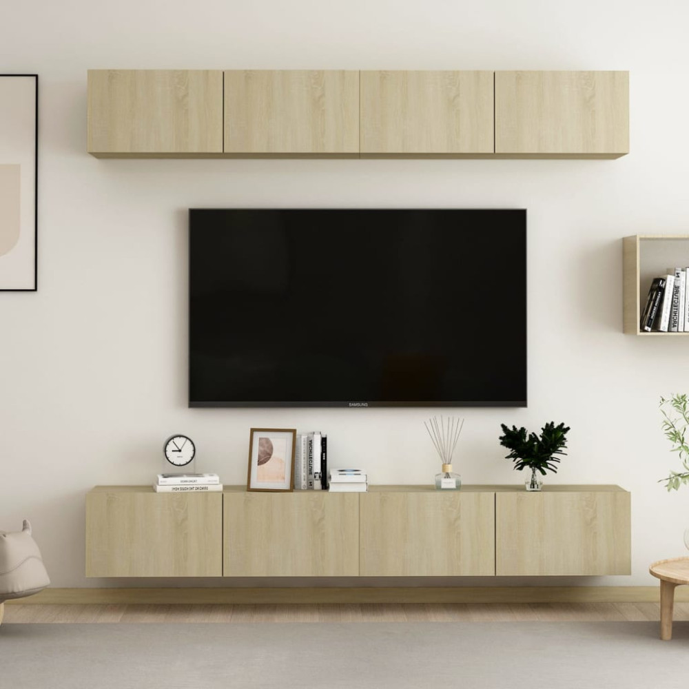Produktbild för TV-skåp 4 delar sonoma-ek 100x30x30 cm konstruerat trä