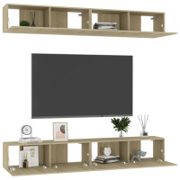 Produktbild för TV-skåp 4 delar sonoma-ek 100x30x30 cm konstruerat trä