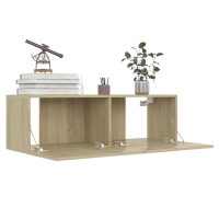 Produktbild för TV-skåp 4 delar sonoma-ek 100x30x30 cm konstruerat trä