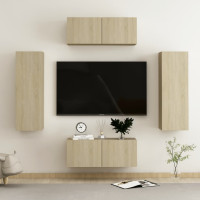Produktbild för TV-skåp set 4 delar sonoma-ek konstruerat trä