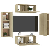 Produktbild för TV-skåp set 4 delar sonoma-ek konstruerat trä