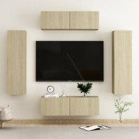 Produktbild för TV-skåp 4 delar sonoma-ek konstruerat trä