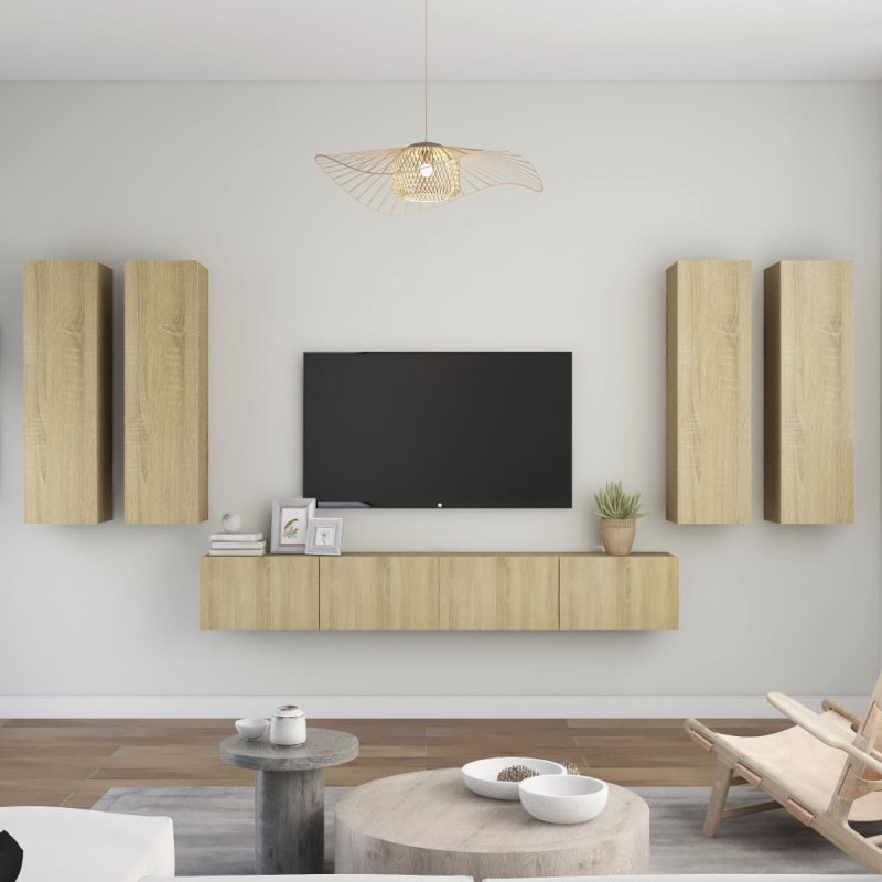 Produktbild för TV-skåp 6 delar sonoma-ek konstruerat trä