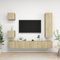 Produktbild för TV-skåp 5 delar sonoma-ek konstruerat trä