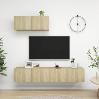 Produktbild för TV-skåp 3 st sonoma-ek konstruerat trä