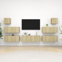 Produktbild för TV-skåp 7 delar sonoma-ek konstruerat trä